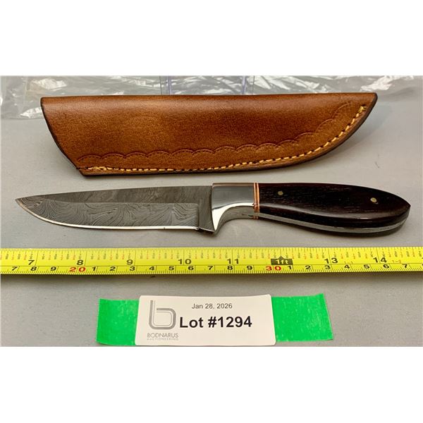 New Custom HQ Handmade Damascus Steel 260+ Folds Blade Ebony Handle 9" Long Knife & Handmade Leather