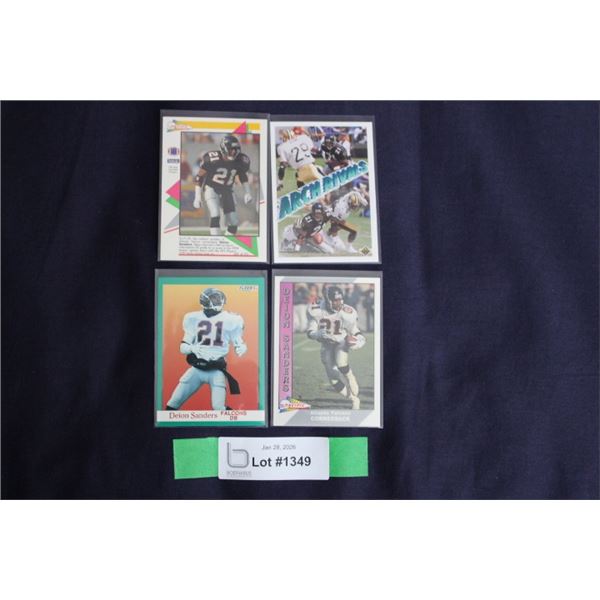 (4) Deion Sanders Card Lot - MINT