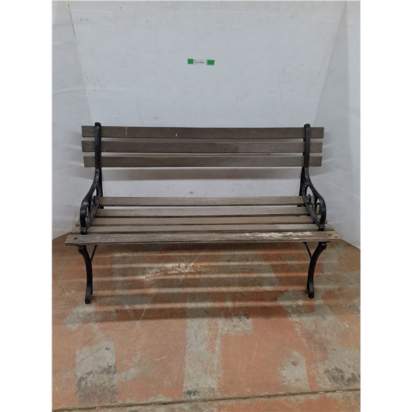 *Vintage Cast Iron Bench w/ Wooden Planks, 20" x 48" x 27", Cannot Ship