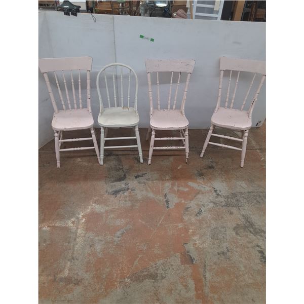 *(4) Vintage Wooden Dining Chairs, All As Is, Needs Some Tlc, Cannot Ship