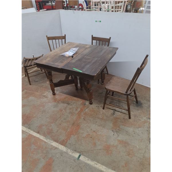 *(5) Piece Vintage Dining Room Table, As Is Need TLC, w/ Hardware, Measurements In Pics, Cantship