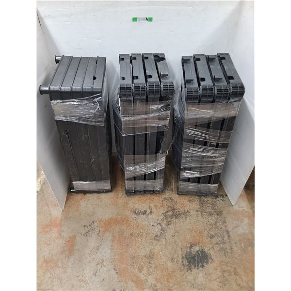 *(3) Unassembled Plastic Shelving Unit, Some Missing Legs, Divider Tubes inside,35"x18"per Shelf, C