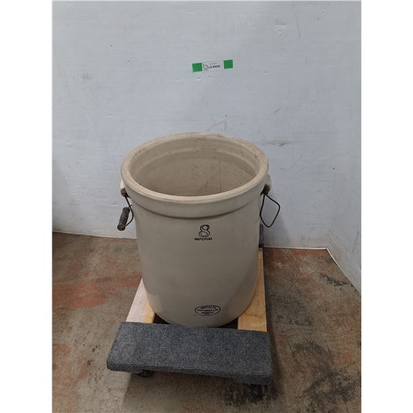 *Vintage Medalta Potteries Ltd. 8 Imperial Gallon Crock, Some Hairline Cracks, Dolly Not Included