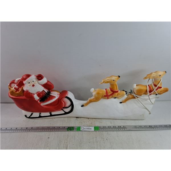 Vintage Light Up Christmas Santa Claus Sleigh Decor 31" x 11" x 3", Powers On, As Is- PICK UP