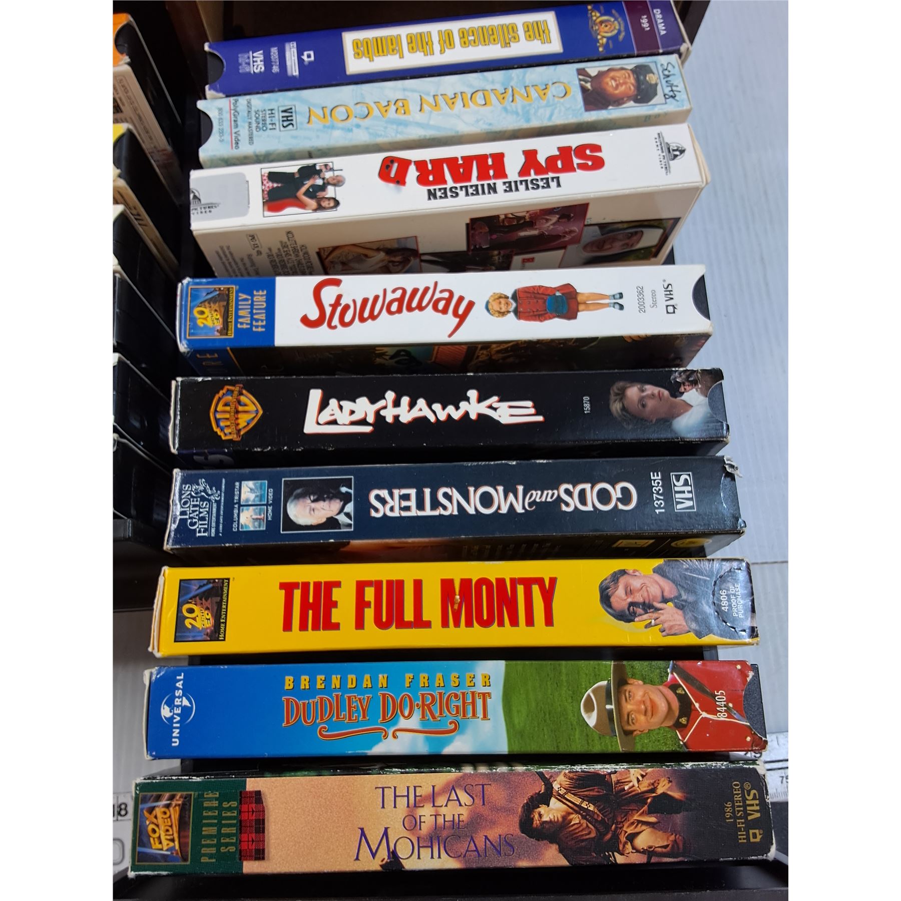 VHS Holder (Some Wear) w/VHS Cassettes - Canadian Bacon, Full Monty ...