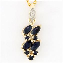 1.31Ct Black Sapphire & Diamond 9K Gold Pendant (JEW-9115X)