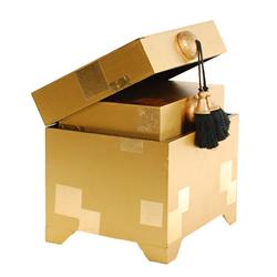 Gilded Teak Stacking Box Trio (DEC-193)