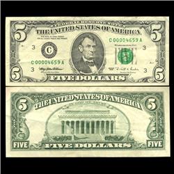 1995 $5 Federal Reserve Note AU Scarce Serial (CUR-05972)