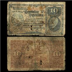 1891 Argentina 10 Centavo Note Circulated (CUR-05544)