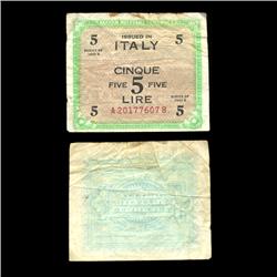 1943A Italy WW2 Allied Military 5 Lira (COI-4573)