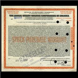 1930s Gulf States Utilities Depression Era Stock Warrant Certificate RARE (COI-3331)