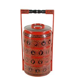 Burmese Red Laquerware Stacking Food Container (CLB-232)