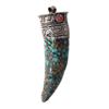 Vintage Tibet Brass & Turquoise Horn Pendant (ANT-521)