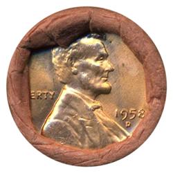 1958D Lincoln Cent RARE Never Opened Original Bank Roll 50 GEMS (COI-5485)