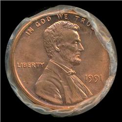 1991 Lincoln Cent RARE Never Opened Original Bank Roll 50 GEMS (COI-5506)