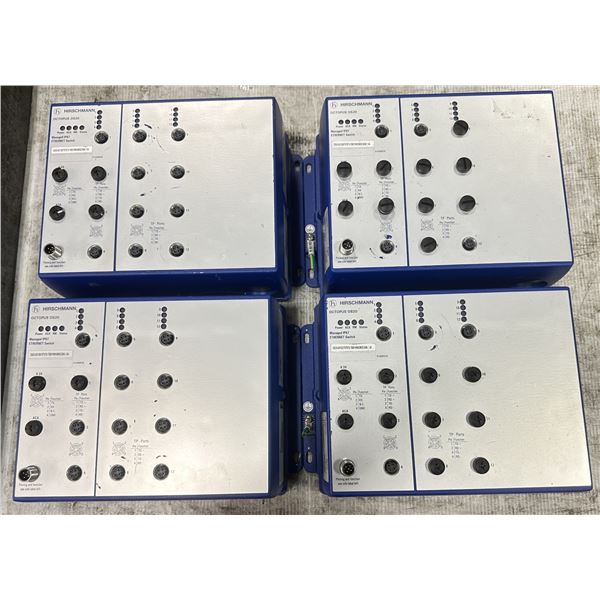 (4) Hirschmann #OCTOPUS OS20 Managed IP67 Ethernet Switches