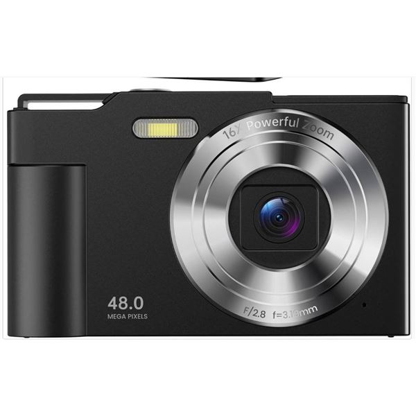 Digital Camera Model DC01 with 48MP Sensor and 1080P Video Capability Black