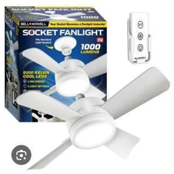 Bell + Howell Socket Fanlight with Remote Control and 3-Speed Settings