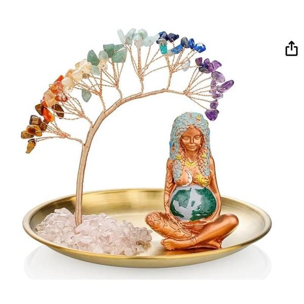 ZenBless 7 Chakra Healing Crystal TreeTree and Figurine Set with Cloth Bag