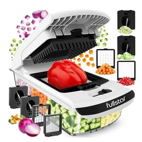 Fullstar Vegetable Chopper Vegetable Cutter Spiralizer Vegetable Slicer 4 in 1 White