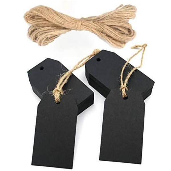 Black Gift Tags,100 Pcs Kraft Paper Gift Tags with String