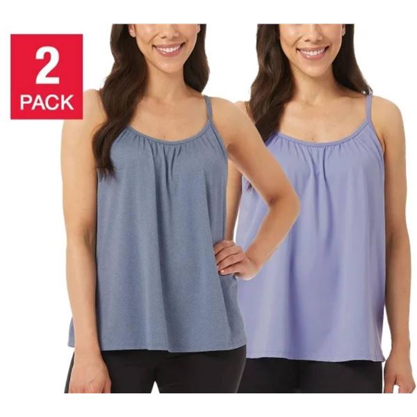 Cami With Built-In Bra 2-Pack, Size XL/LTG, Adjustable Straps