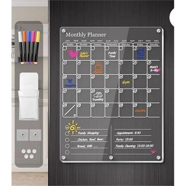 Moment Clear Acrylic Dry Erase Board Monthly Planner with Accessories