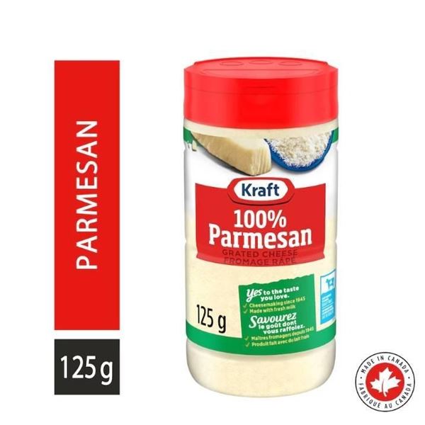 Lot of 4 Kraft Parmesan Grated Cheese Containers, 125g Each