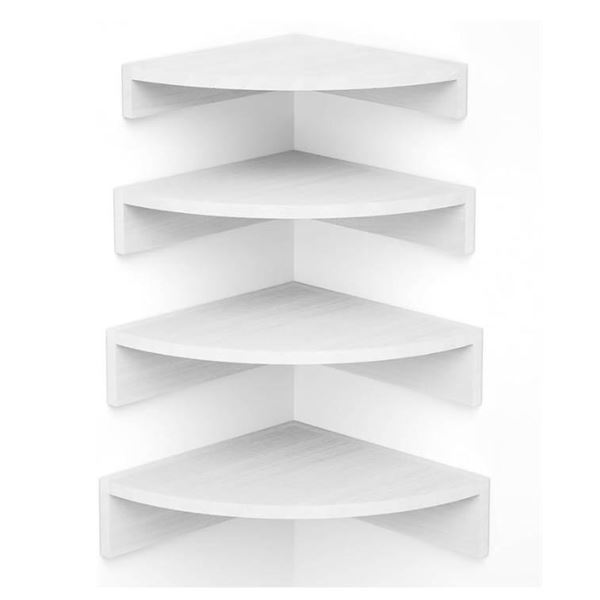 Alsonerbay White Corner Shelf Wall Mount, Set of 4 Floating Shelves for Storage and Display