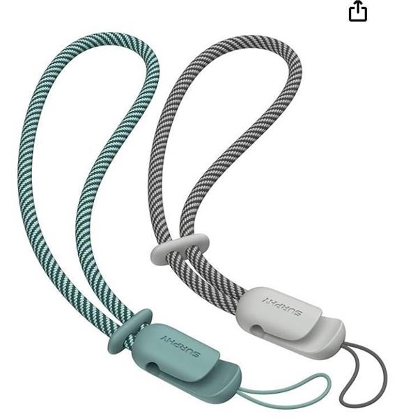SURPHY Adjustable Lanyard Compatible With AirPods Phone Case and More, Green & Gray