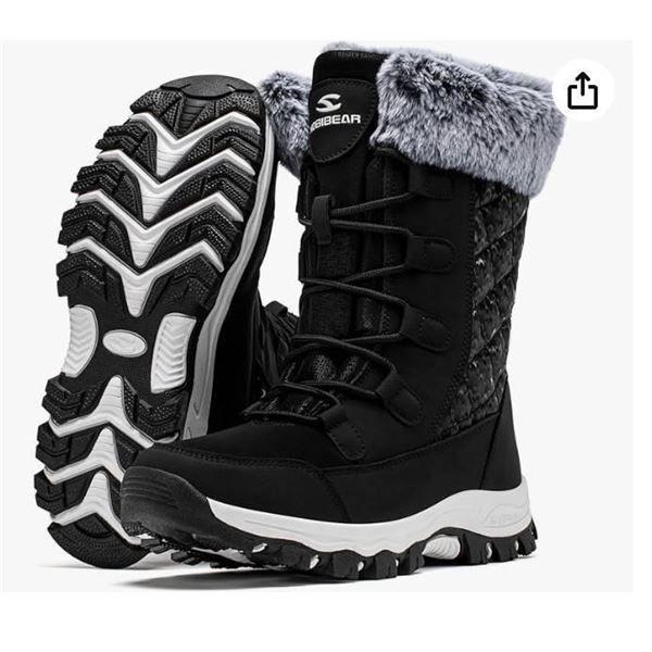 HOBIBEAR Women Snow Boots Waterproof Outdoor Shoes Winter Snow Boots Warm Fur Lined Size 42
