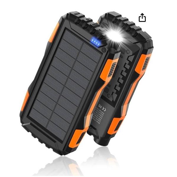 Solar-In Portable Solar Power Bank with Flashlight and Safety Features