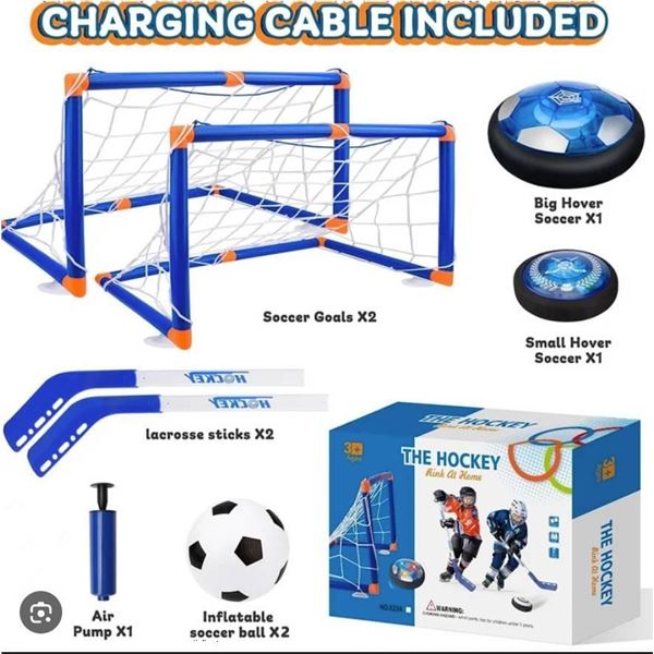 3 in 1 Hover Soccer Ball Set with LED Lights and 2 Goals,Air Floating Soccer