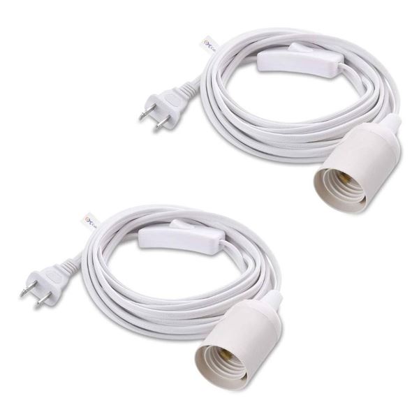 Cable Matters 2-Pack Hanging Light Cord with Switch – 15ft, Pendant Light Cord with Plug, W