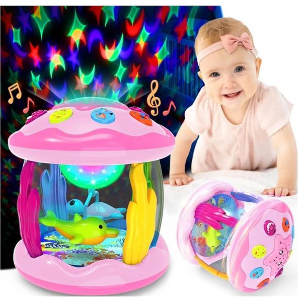 Musical Light Up Rotating Toys, Pink Ocean Projector