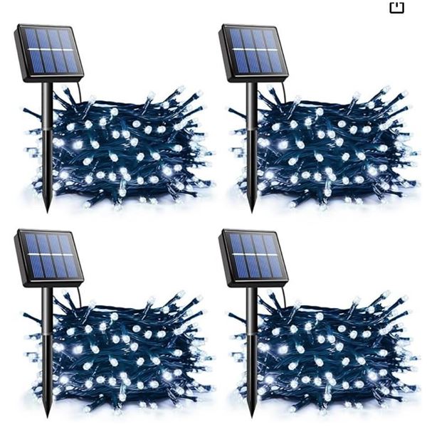 Tiang Set of 4 Solar String Lights with Warm White LEDs