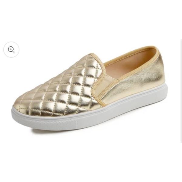 Feversole Women’s Casual Slip On Sneaker Comfort Quilted Loafer Flats Metallic Quilted Size