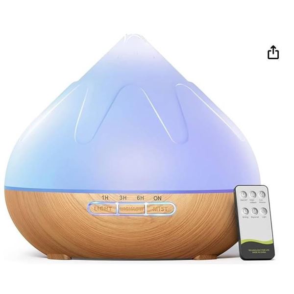Essential Oil Diffuser for Home: 500ML Aroma Diffuser- Humidifier with 14 Colors LED Night Light Bro
