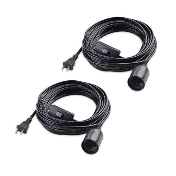 Cable Matters 2-Pack Hanging Light Cord with Switch – 25ft, Pendant Light Cord with Plug, B