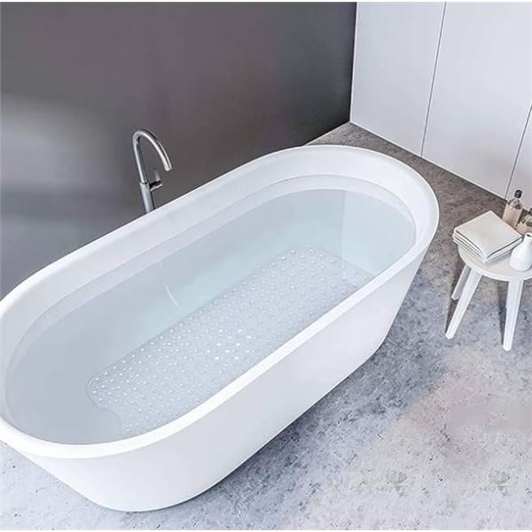 Bathtub Mat Non-Slip Coverage Soft Rubber Bath Mat Non Slip, Bat Tub Mat with Strong Suction Cups