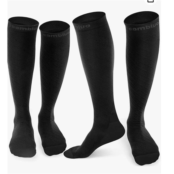 Cambivo CS10 Compression Socks, Black, 2 Pairs, Size Small