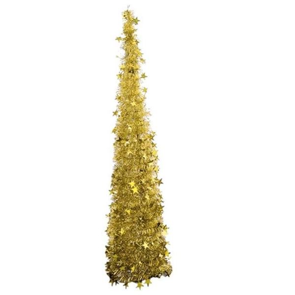 6-Foot (1.82 m) Tinsel Tree with Star Details and 100 Lights