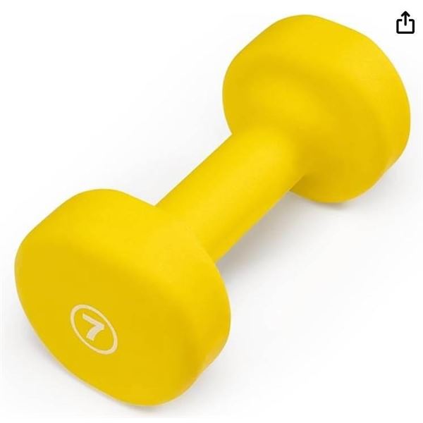 7 lb Yellow Dumbbell with Neoprene Coating