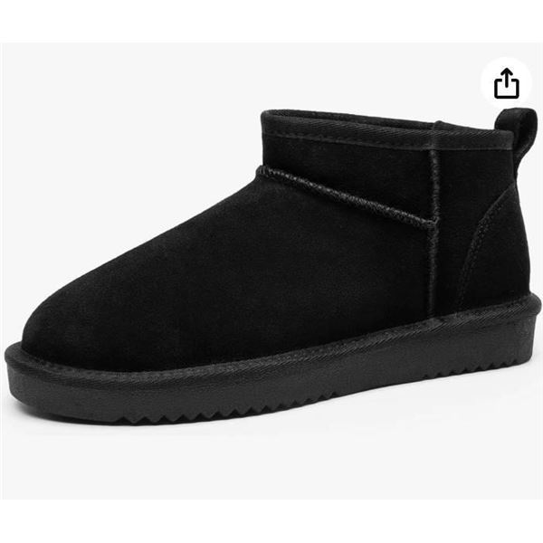 DREAM PAIRS Ankle Winter Mini Slip on Boots for Women Genuine Suede Faux Fur Lining Water Resistant 