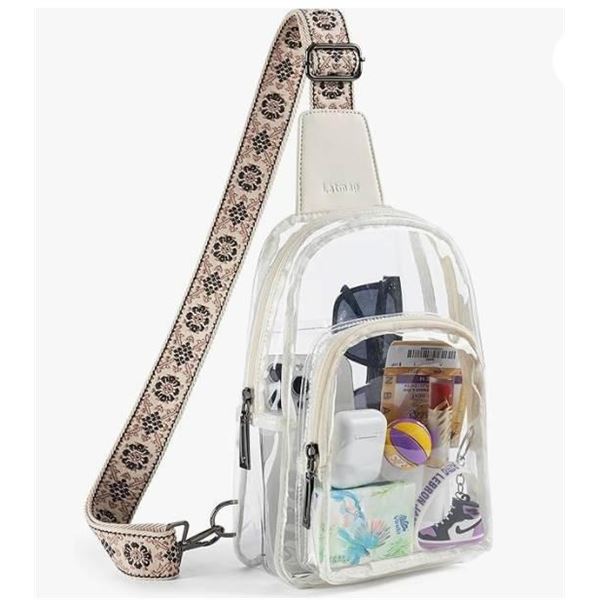 Latmap Transparent Crossbody Bag with Detachable Strap