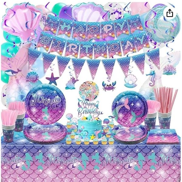 174PCS Mermaid Birthday Party Supplies
