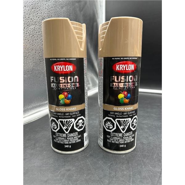 Krylon Fusion All-in-One Gloss Khaki Spray Paint – 340g – Set of 2