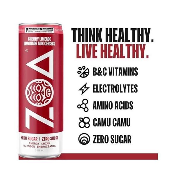 12-Pack of Zoa Cherry Limeade Zero Sugar Energy Drink,
