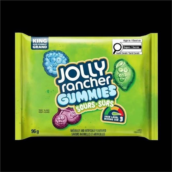 Jolly Rancher Gummies Sours King Size Total 12 Packs 96g Each