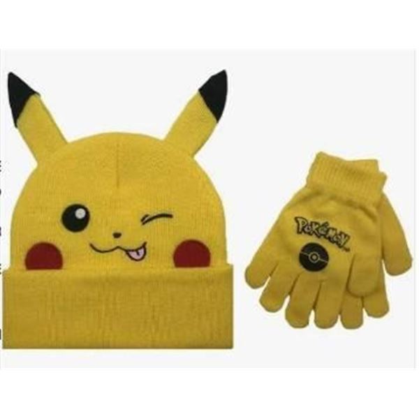 Pikachu-Themed Yellow Beanie With Tag and Label